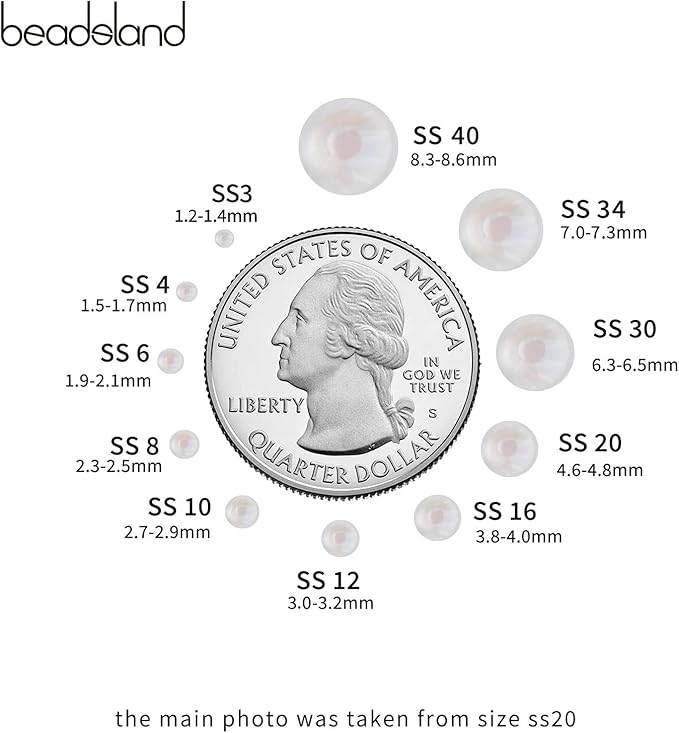 Beadsland 1440pcs Flat Back Crystal Rhinestones Round Gems for Nail Art and Craft Glue Fix, Luminous White, SS10,2.7-2.9mm