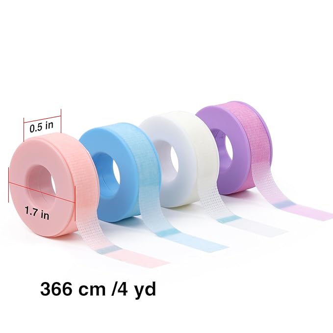 Lash Tape for Eyelash Extensions,Eyelash Tape Silicone Gel Eyelash Extension Tape for Sensitive Skin Pain-Free Removal Lash Extensions Tape(0.5in x 4yd,4Rolls,Purple)