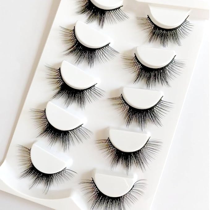 Sunniess Ombre Colored Lashes Silk Protein Fluffy Wispy Volume Fake Lashes for Halloweens Cosplay Party Stage Russian D Curl Lashes with Color Make up Faux Mink False Eyelashes 5 Pairs (5ce-01)