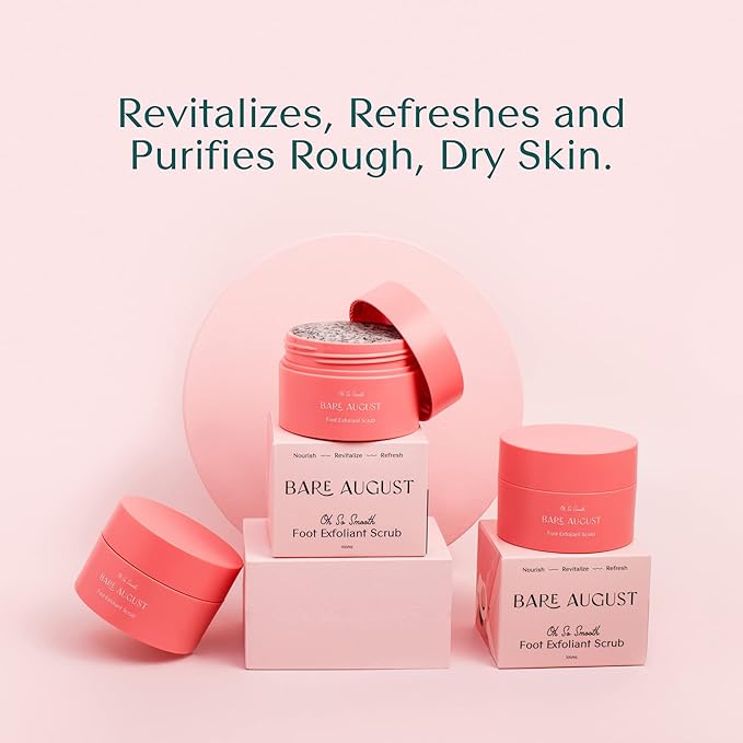 Bare August Pure & Natural Exfoliating Treatment - Soothes Skin, Softens Calluses, Eases Dry Cracks, Removes Dead Skin For Soft, Smooth Feet - Pedicure Care For Women & Men