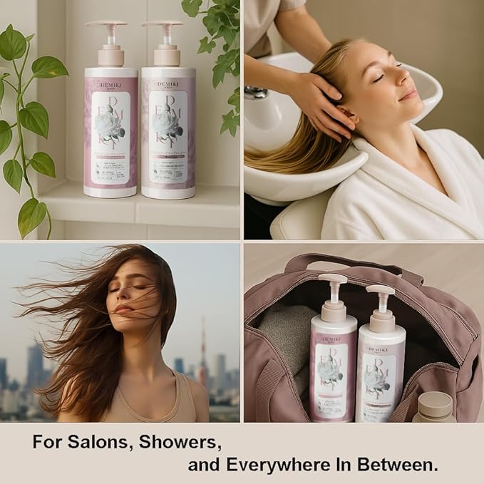 Japanese Shampoo and Conditioner Set for Women,Sulfate Free Shampoo for Oily Hair,Paraben Free,Dye Free,Organic Rose Scent,Clarifying Shampoo Moisturizing and Refreshing Natural Hair Care,32oz