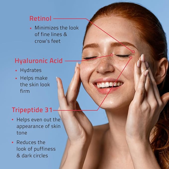 YEOUTH Retinol Eye Cream, Firming Under Eye Cream for Puffiness and Bags Under Eyes for Wrinkles and Dark Circles with Hyaluronic Acid and Tripeptides 2oz