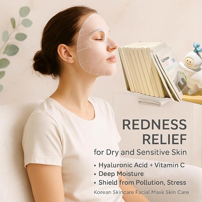 GONIM Face Mask Korean Skin Care with Hyaluronic Acid & Collagen Activation- Face Masks Skincare Hydration, Anti Aging & Moisturizing Sheet Mask, Travel Essentials, Korean Face Mask 30ml x15 Sheets