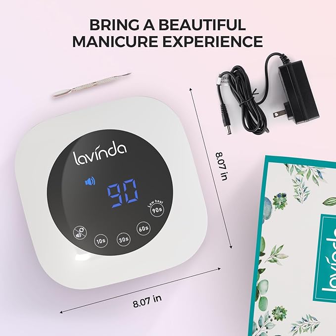 Lavinda UV Light for Nails, 54W LED Nail Lamp for Acrylic Gel Polish Nail with Large LCD Display, Professional UV Nail Light Fast Curing Lamp Nail Dryer with 4 Timers for Women Girl Mom