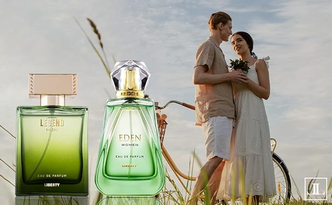 Liberty Luxury Perfume Gift Set - Legend for Men, Eden for Women (100ml/3.4Oz each), Eau De Parfum (EDP) Spray for Thanksgiving, Designed in France, Long Lasting Smell