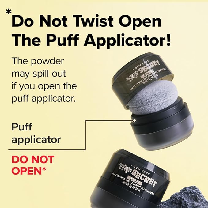 I DEW CARE Biotin Clarifying Dry Shampoo - Tap Secret Black | Strengthening & Volumizing, Powder Type, Refillable, Travel size, Non-aerosol, Brunette, Korean Ginseng, Mother's Day, 0.24 Oz