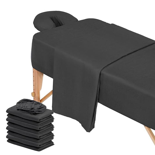 12 Pcs 4 Sets Premium Microfiber Massage Table Sheet Set, Include Massage Table Cover, Massage Fitted Sheet, Massage Face Rest Cover for Beauty Salon Spa Hair Salon (Black)