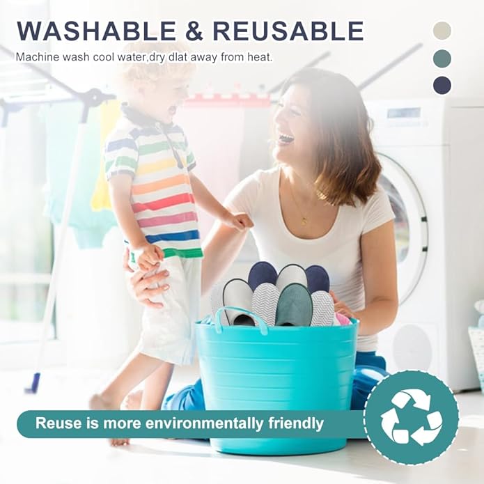 GONG GONG 6 Pairs Non Slip Disposable Slippers, Washable & Reusable, Closed Toe Crystal Velvet Slipper for Guest, Bathroom, House, Hotel, Party, SPA, Wedding