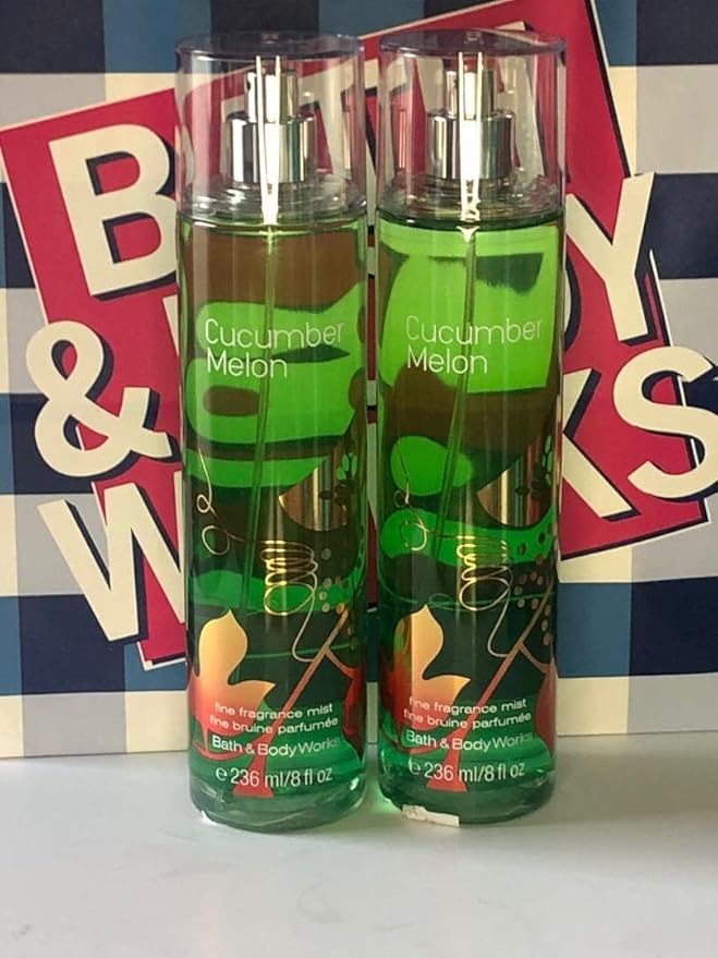 Bath and Body Works Cucumber Melon Fine Fragrance Mists Pack Of 2 8 oz. Bottles (Cucumber Melon)