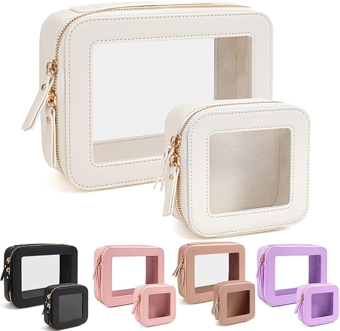 Clear Makeup Bag, Small Makeup Bag TSA Approved Toiletry Bag Cosmetic Travel Bag Cute Makeup Bag Organizer Makeup Case Pouch Car Essentials for Women Men
