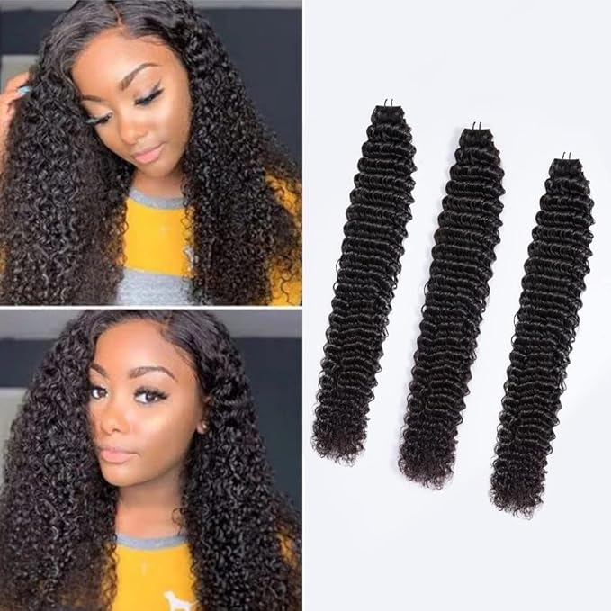 22Inch Tape in Hair Extensions Human Hair for Black Women Kinky Curly Skin Weft Invisible Tape in Extensions Brazilian Real Hair Curly Double Side 3C Tape ins Natural Black Color 20PCS 50G/Set