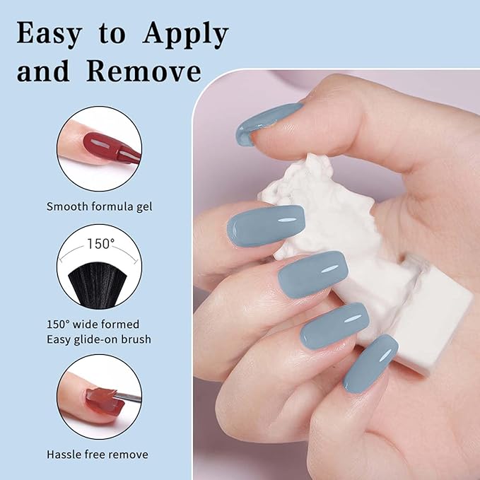 JR 9 PCS 0.5oz Nail Gel Polish Set Same Color Same bottle Ocean Blue Gel Nail Kit UV LED Soak Off Polish Home DIY Gift I Blue Series