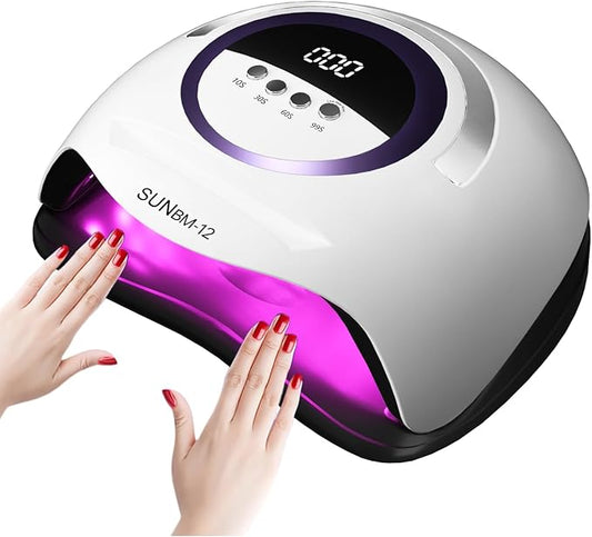 UV LED Nail Lamp with 72 Beads, 300W Nail Curing Lamps for Gel Polish with Automatic Sensor/4 Timer Setting,Led Nail Dryer, Professional Nail Art Drying Tools for Fingernail and Toenail.BM-12 PRO