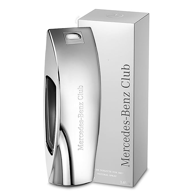 Mercedes-Benz Club Cologne for Men - 3.4 Fl Oz - Eau De Toilette Perfume Spray for Man - Woody & Musky Scent - Luxury Long Lasting Fragrance with Notes Of Grapefruit, Cardamom & Earthy Dry wood