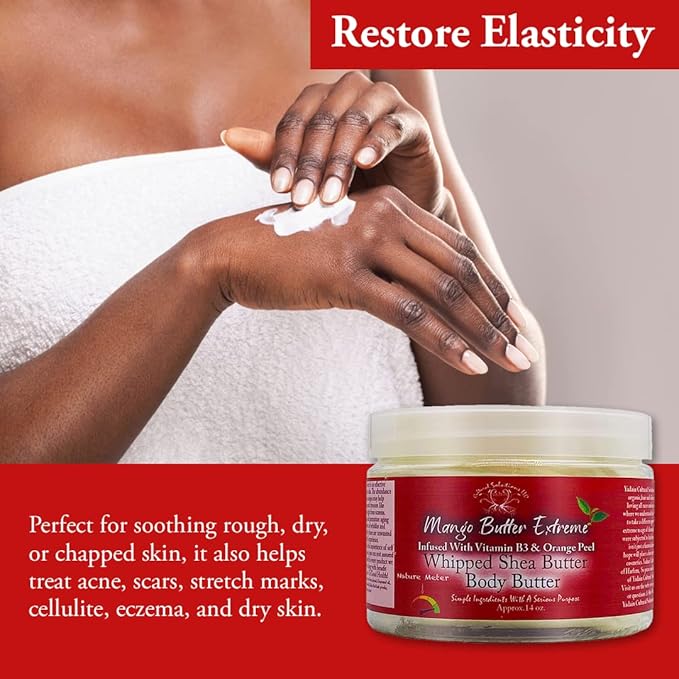 Yadain Mango Butter Extreme | Whipped Shea Butter for Face and Body Moisturizing Natural Body Butter for Skin Hydration with UV Protection, 12oz