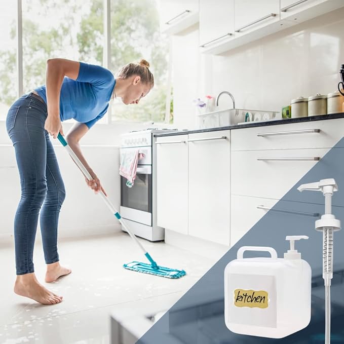 24 Pack Gallon Jug Pump Dispenser 38-400 White Pump - 7cc Lotion Shampoo Pump Top Replacement, Fits 1 Gallon Bottle 64oz 128oz Hand Sanitizer Containers, Plus Labels