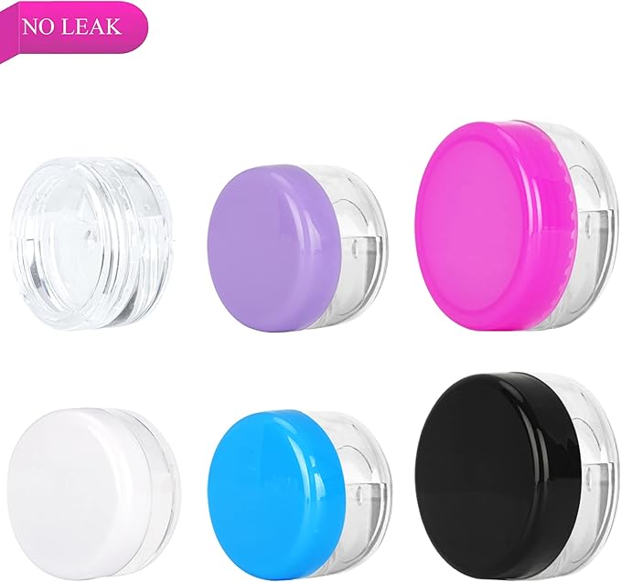 25PCS 3 Gram Sample Containers, 3ml Empty Jars with Lids, Small Cosmetic Containers, Mini Sample Jars with 2PCS Mini Spatulas for Make Up, Oils, Lotion, Powder, Paint, Jewelry, Lip Balms(Pink Lid)
