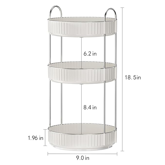 Rotating Makeup Organizer for Vanity,3 Tier High-Capacity Skincare Clear Make Up Storage Perfume Organizers Cosmetic Dresser Organizer Countertop 360 Spinning