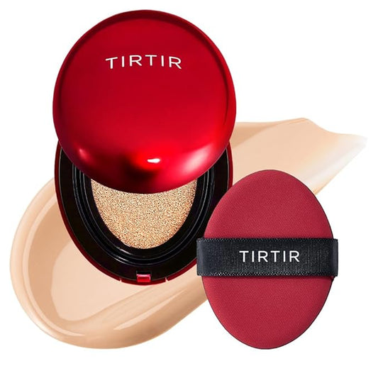 TIRTIR Mask Fit Red Cushion Foundation | Full coverage, Weightless, Skin fit, Satin Glow Finish, Korean Makeup Cushion Foundation (#21N Ivory, 0.63 Fl Oz)