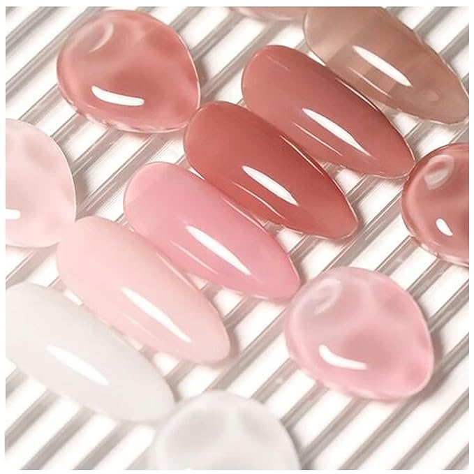 Vishine Gel Polish Starter Kit 48W LED UV Nail Dryer Curing Lamp Manicure Nail Tool Jelly Pink Milky White 6 Gel Color Set Base Top Coat Nail Art Gift Set C063