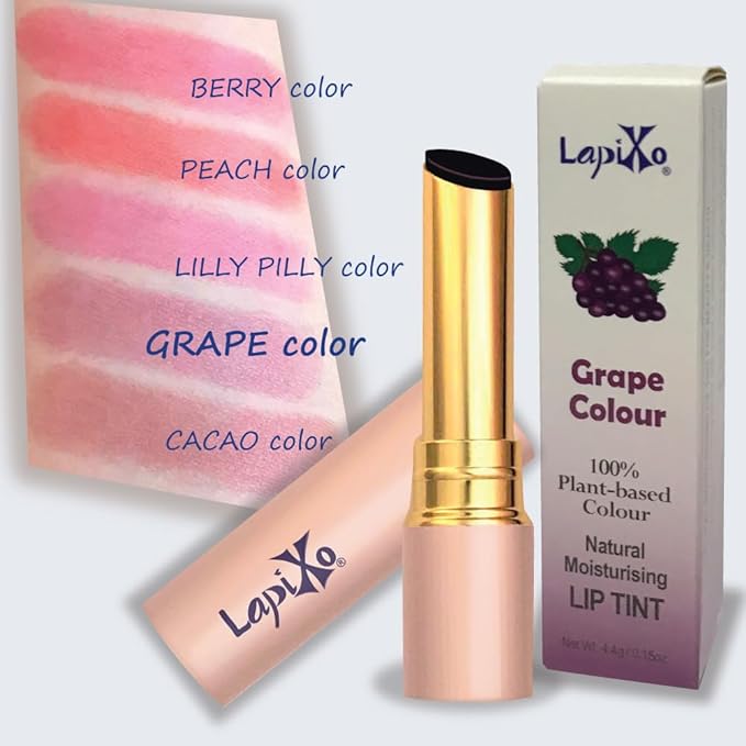 100% Plant-based Color, Unique Natural Moisturizing Lip Tint, 2-in-1 | Non-Toxic, All Food Ingredients, Antioxidant-rich Superfoods, Natural Matte Sheer, Buildable, 4.4g/0.15oz (Grape color)