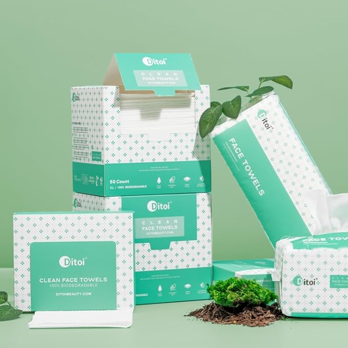 Disposable Face Towels,Ultra Soft &Thick Facial Cloths for Makeup Removal & Skincare,Vscose Fiber Face Wipes Dry for Daily Cleansing,180 Count,Eco-Friendly