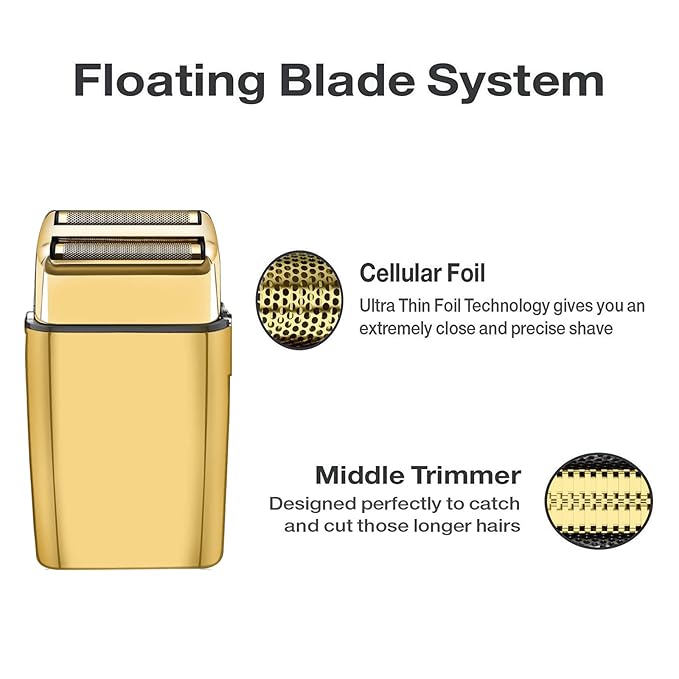 2 Pack Shaver Replacement Foil and Cutters Compatible with BaBylissPRO Double FXFS2 Metal Shaver foil Replacement,Golden