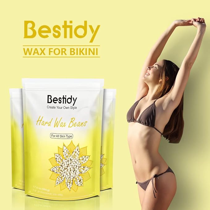 Bestidy Hard Wax Beads for Hair Removal, 1.2lb Waxing Beads for All Body and Brazilian Bikini Areas, White