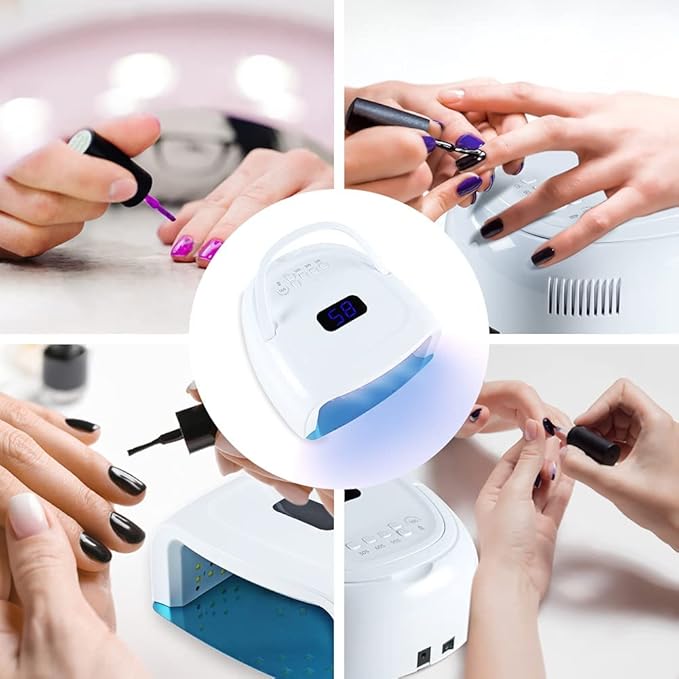 UV LED Nail Lamp - Rechargeable Nail Light for Gel Polish 60W Faster Nail Dryer for Fingernail Toenail with Auto Sensor Professional Portable Handle Nail Curing Lamp