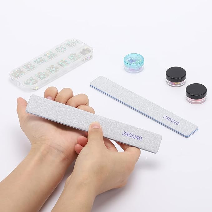 25 Count 240/240 Grit Nail Files for Natural Nails, Double Sided Emery Boards Fine Grit Nail File Manicure Tools