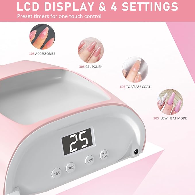 126W Cordless Rechargeable UV LED Nail Lamp,Professional UV Light for Gel Nails Gel Curing Lamp with 4 Timer Setting Auto Sensor, LED Nail Dryer for Fingernail and Toenail Home Salon