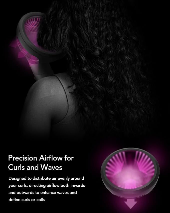 Wave+Curl Diffuser for Dyson Airwrap Styler, Upgraded Diffuser Nozzle Attachment for Dyson Airwrap HS01 HS05 HS08 for Wavy Curly or Coily Hair Type