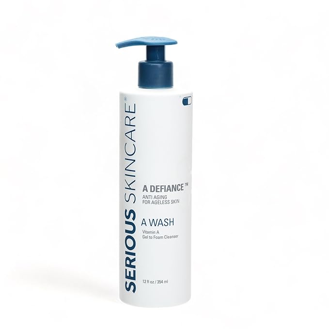 Serious Skincare - Gentle Cleansing and Exfoliating Retinol Facial Wash - Skin Hydrating Gel to Foam Cleanser - Clarify Pores - Removes Makeup, Oil, SPF - Avena Sativa Extract - 12 Fl Oz + 4 Fl Oz
