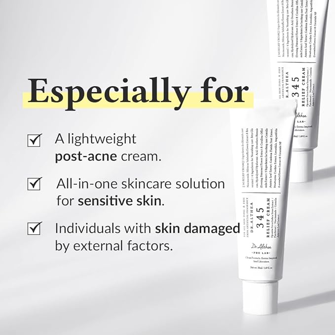 Dr.Althea 345 Relief Cream | Daily Face Moisturizer | Blemish Relief Care | Soothing Recovery & Moisture with Niacinamide, Panthenol | Korean Vegan Skin Care for All Skin Types | 1.7 Fl Oz (Pack of 1)