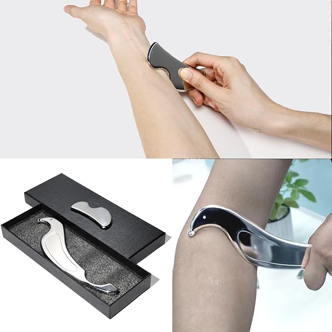 JWCASA Muscle Scraper Scar Tissue Massage Tools Foot, Neck, Knee, Leg Back Massager IASTM Tool for Physical Therapy & Plantar Fasciitis with 2 Pieces Set 6