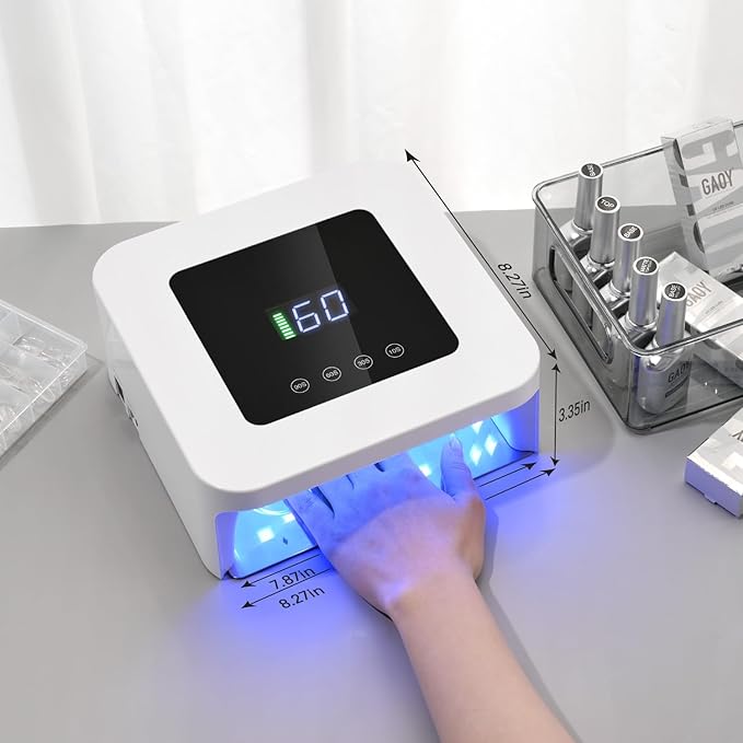 GAOY Cordless UV LED Nail Lamp for Gel Nails, Rechargeable UV Light, Professional Nail Dryer with 4 Timers, Automatic Sensor and Sensitive Mode for Fast Curing, White