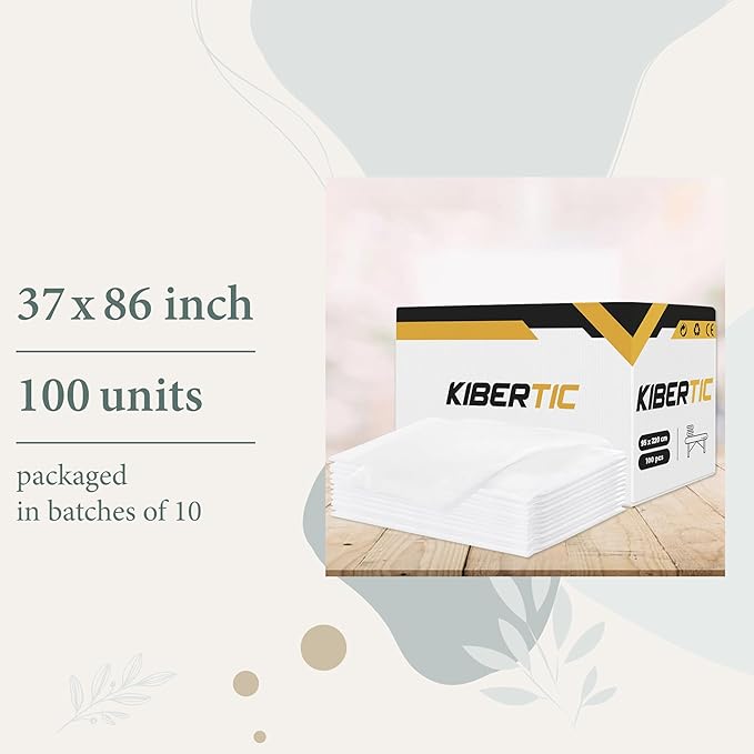 100 PCS Disposable Fitted Sheets for Massage Table, 86 x 37 inch Disposable Bed Sheets Adjustables, Massage Sheets, White Disposable Massage Table Sheets, Hotel, Beauty Salon