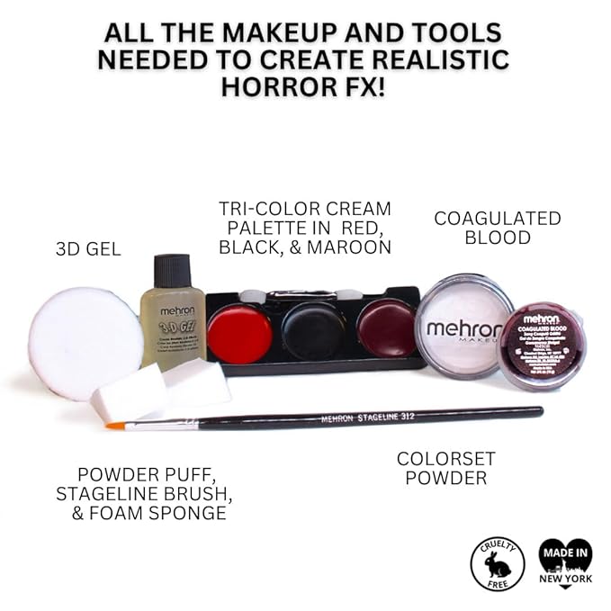 Mehron Makeup Premium Character Kits| Character Kits for Halloween & Cosplay| Made in the USA | Complete Kit Includes all Makeup, Tools, & Instructions on How to Create the Look | (Horror FX)