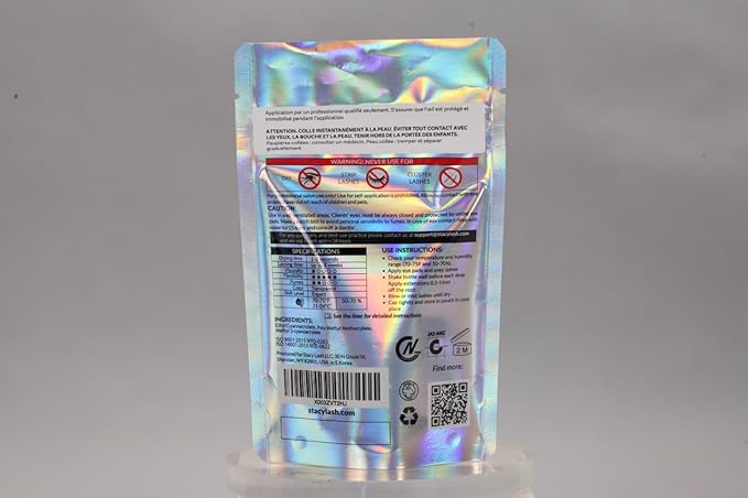 Crystal Clear Eyelash Extension Glue Stacy Lash (0.17fl.oz/5ml)/1 Sec Drying Time/Retention – 8 Weeks/Transparent Adhesive/Professional Supplies