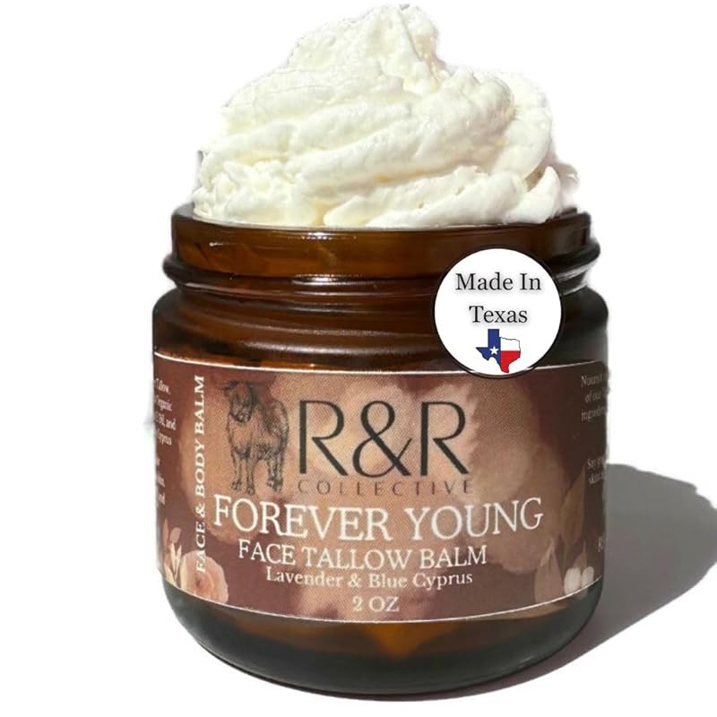 Forever Young Tallow Face Moisturizer – 100% Grass-Fed Whipped Beef Tallow Balm with Blue Cypress & Herbal Infusion – For Dry, Sensitive Skin, Fine Lines & Aging – Handmade Natural Skincare – 2 oz