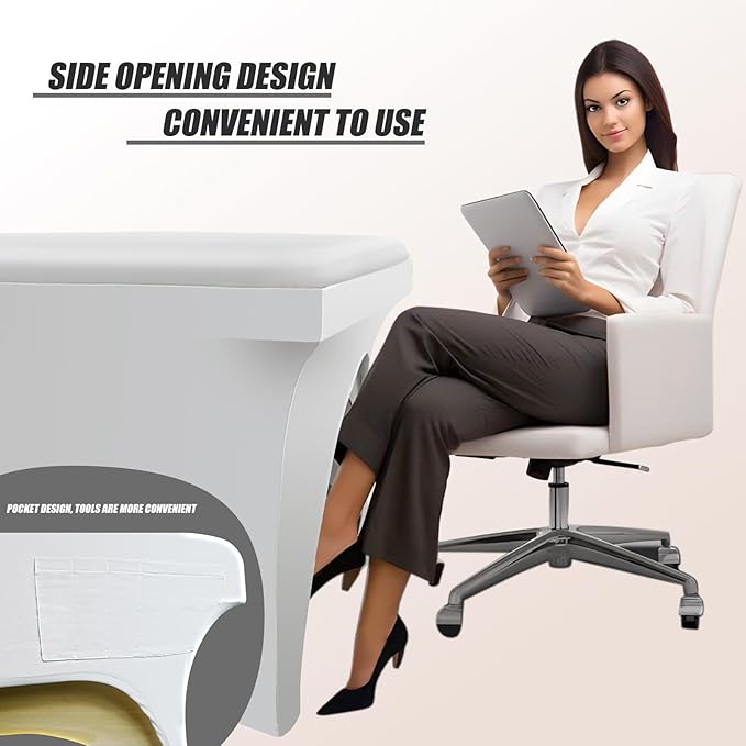 White Lash Bed Cover Wipeable PU Leather Massage Table Cover Waterproof and High Elasticity Spa Bed Cover ,Protective Cover for Eyelash Extension Bed/Salon Massage Bed(6FT,Top Pocket Design)