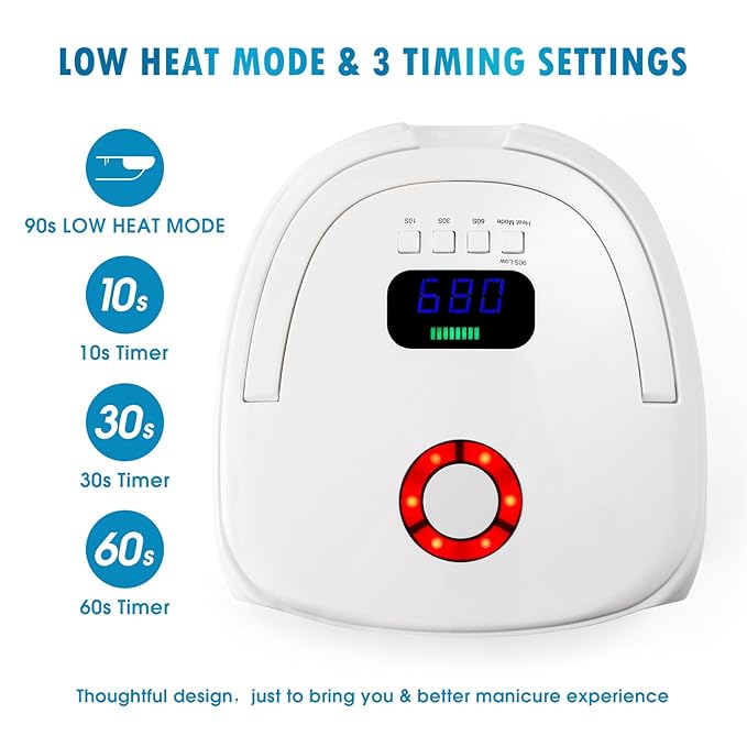 UV LED Nail Lamp 96W Rechargeable Gel Nail Light for Nail Polish UV Dryer with 4 Timers Professional Quick Dry Curing Lamp for Salon & Home