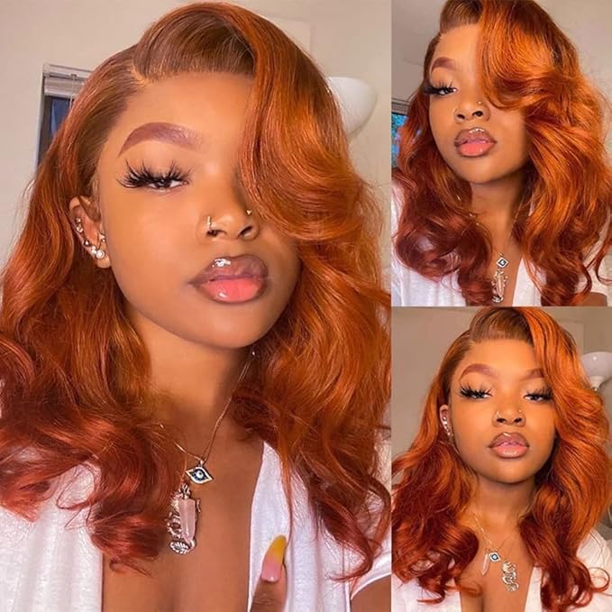 REMY HAIR Human Hair Bundle Body Wave Ginger Orange Hair 100% Brazilian Virgin Human Hair Natural Wave Orange Hair Extension 1 Bundle (10 inch)