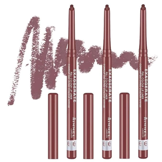 Rimmel Exaggerate Lip Liner Addiction, 0.008 Ounce, Pack of 3