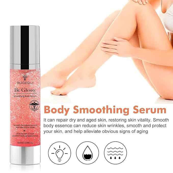 Be Glossy Body Serum for Wrinkles - Infused with Hyaluronic Acid, Vitamin E, Glycerin and Shea Butter - Hydrating Nourishing Repairing for Silky Smooth Skin 100ML/3.38 Fl Oz