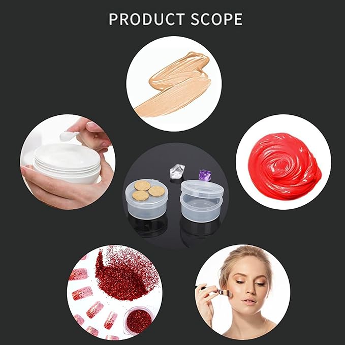 50 pcs plastic cosmetic jar 5g/5ml clear case with snap lids portable,Travel Storage Cosmetic Samples Beauty Products Mini Containers with Lids, Airtight Cosmetic Containers with Lids,Holds lotions, creams, beads, rhinestones.