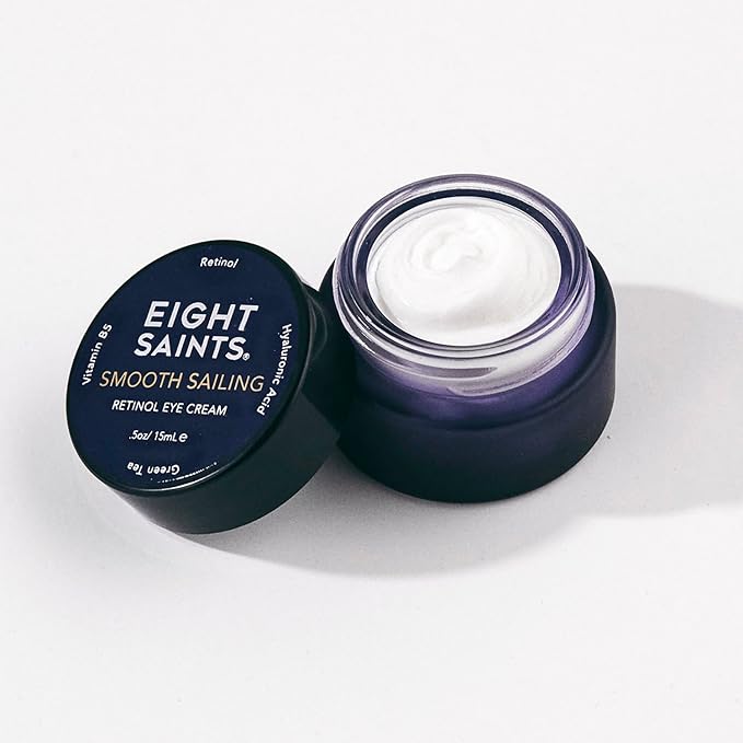 Eight Saints Retinol Eye Cream, Natural & Organic, For Smoothing Fine Lines and Wrinkles and Improve Skin Tone, 0.5 Ounces