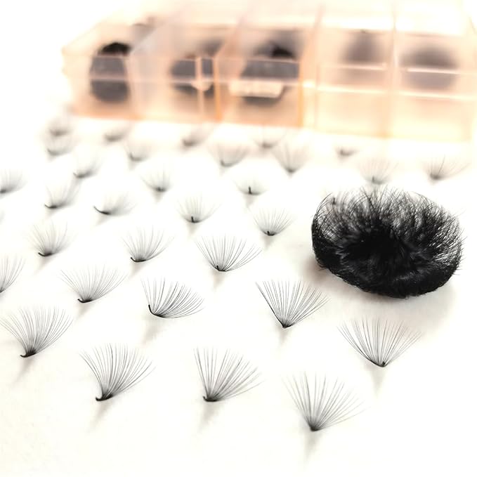 Veritee 1000 Fans 25D Handmade Lash Extensions by Pinching Mix 9-16mm Cashmere Velvet Premade Eyelash Extensions Silk Promade Loose fans, black