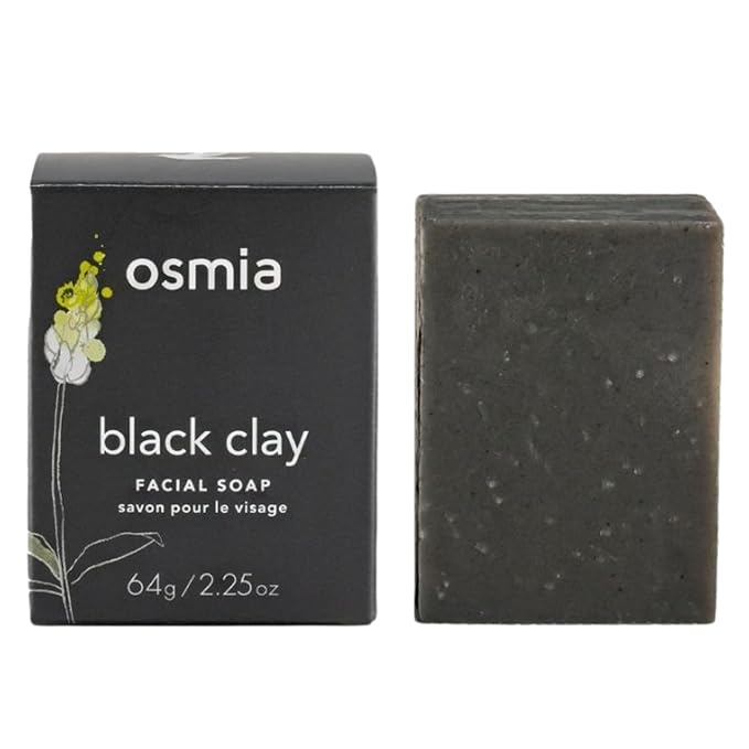 Osmia Skincare - Natural Black Clay Facial Soap Bar | Dead Sea Mud, Jojoba Oil, Mango Butter, Coconut Milk | Nourish, Soothe, Soften | Clean Beauty For Healthy Skin (2.25 oz | 64 g)