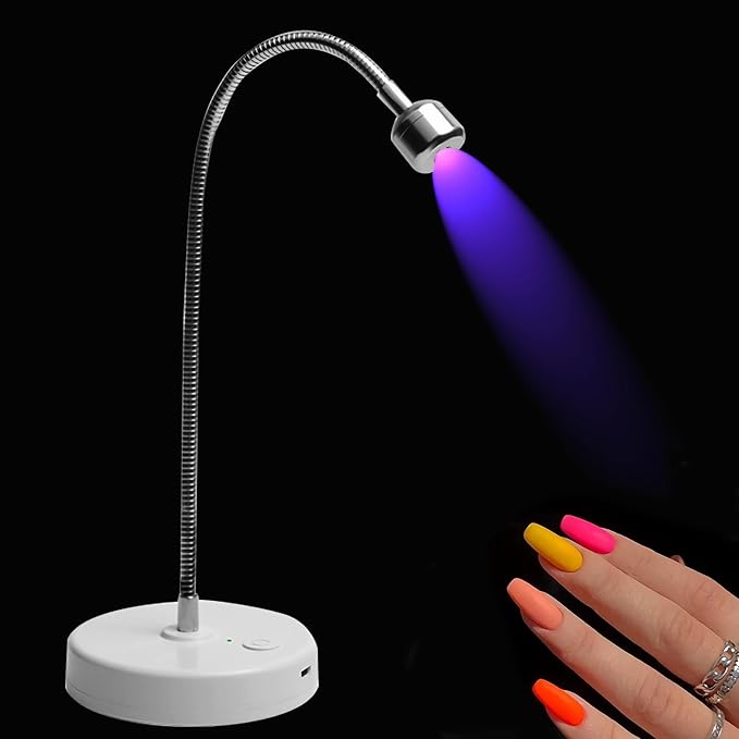 UV Light for Nail 3W UV LED Nail Lamp - Portable Rechargeable Gel Dryer with Adjustable Gooseneck for Gel X & Semi-Cured Strips, Home & Salon Use